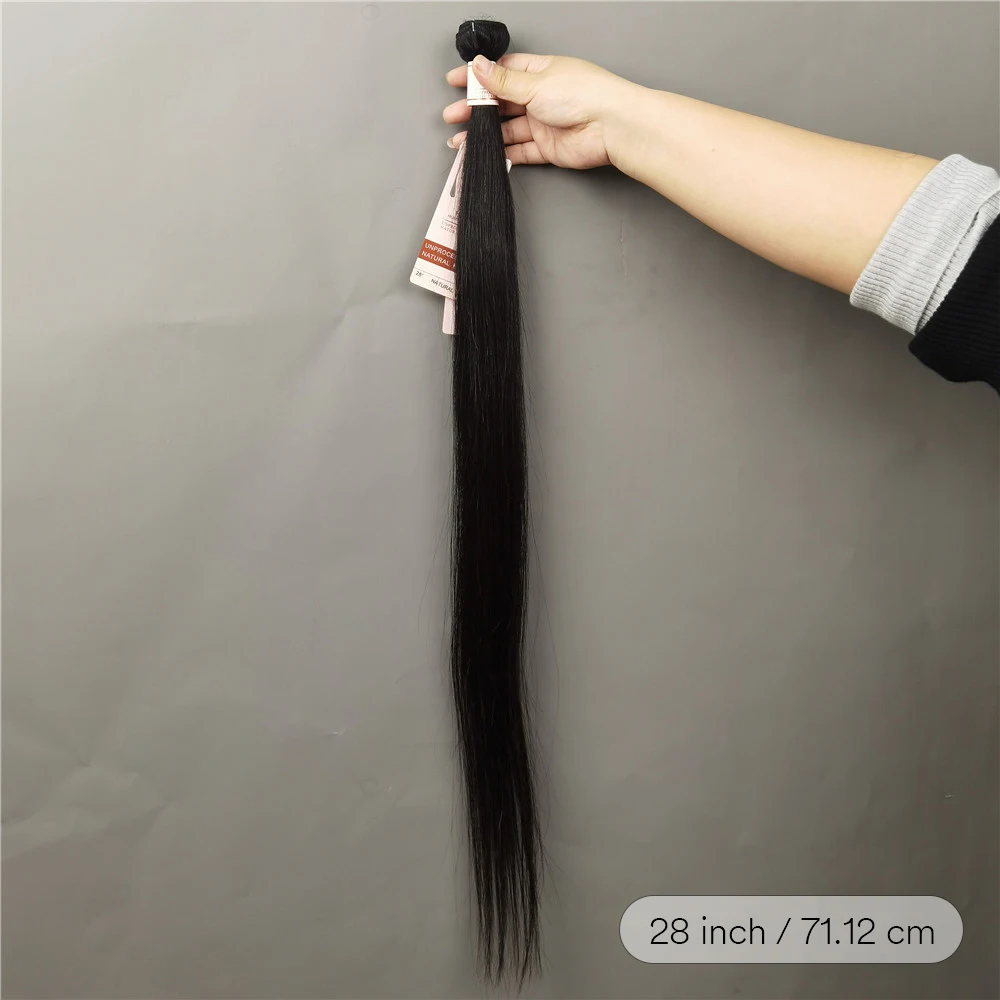 Straight Human Hair Bundles 50g 10--30 Inch Brazilian Hair Weave Bundles Unprocessed Remy Double Machine Made