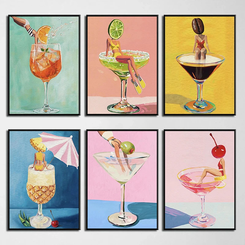 Vibrant Cocktail Celebration Canvas Art - Fun Bar & Kitchen Décor