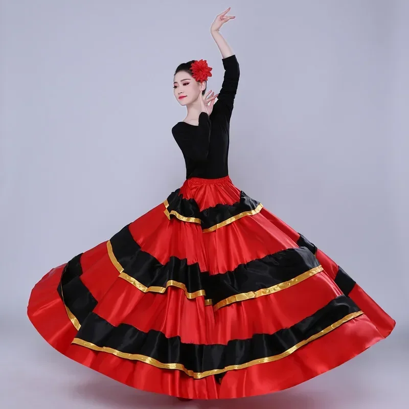 Spanish Swing Skirt Adult Female Dance Performance Costume women flamenco dresses kids flamenco skirt