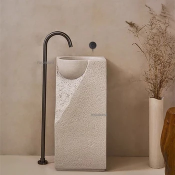 ญี่ปุ่น Minimalist แท่นอ่างล้างหน้าชั้นยืนห้องน้ําอ่างล้างจานลานกลางแจ้งอ่างล้างหน้าหิน Creative โฮมสเตย์อ่างล้างหน้า 1