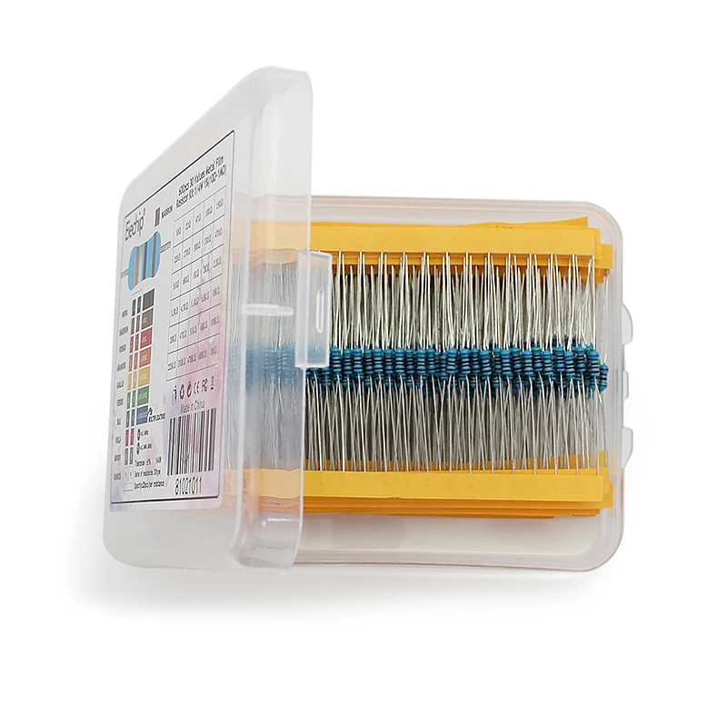 600/300Pcs/box Resistor Assorted Kit 1/4w Metal Film 30 Values Resistance Set Pack 10 Ohm-1m Ohm 1% 0.25w Set Of Resistors metal film resistor metal film resistors