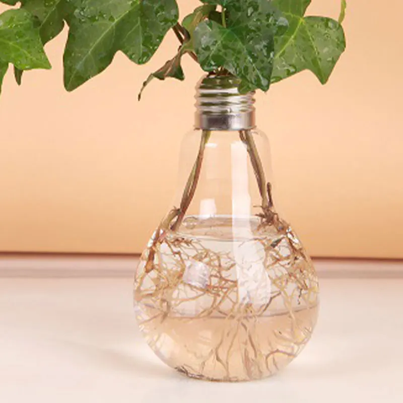 

100ml Light Bulb Shape Transparent Glass Vase Fashion Hydroponic Flower Vase Container Pot for Home Office Decoration