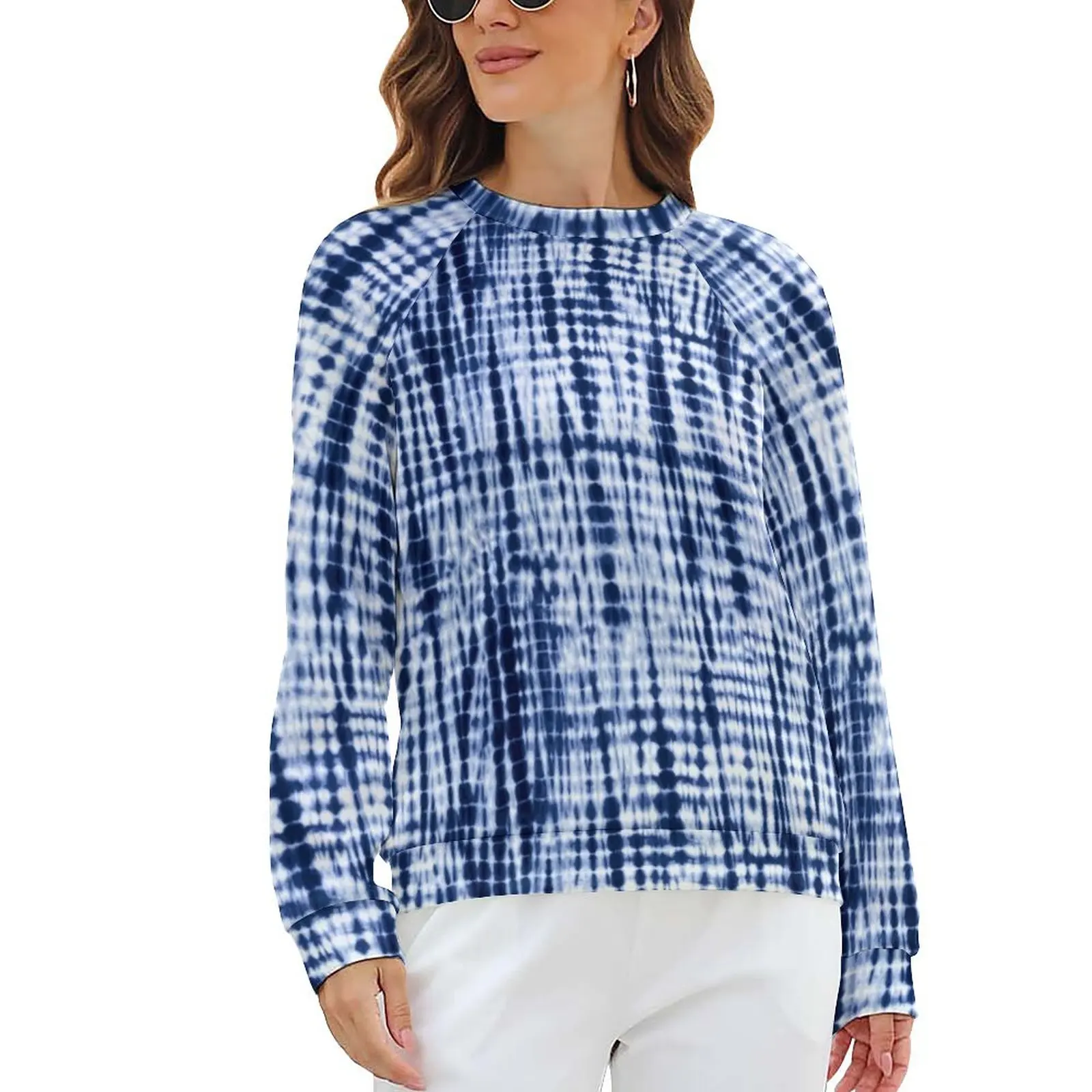 

Blue Tie Dye Hoodies Winter Artistic Vintage Print Fashion Oversized Hoodie Womens Long Sleeve Pretty Custom Casual Sweatshirts