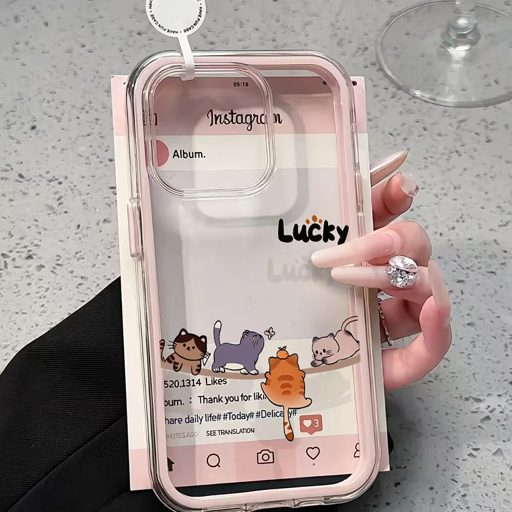 Whimsical Cat Design Clear Phone Case