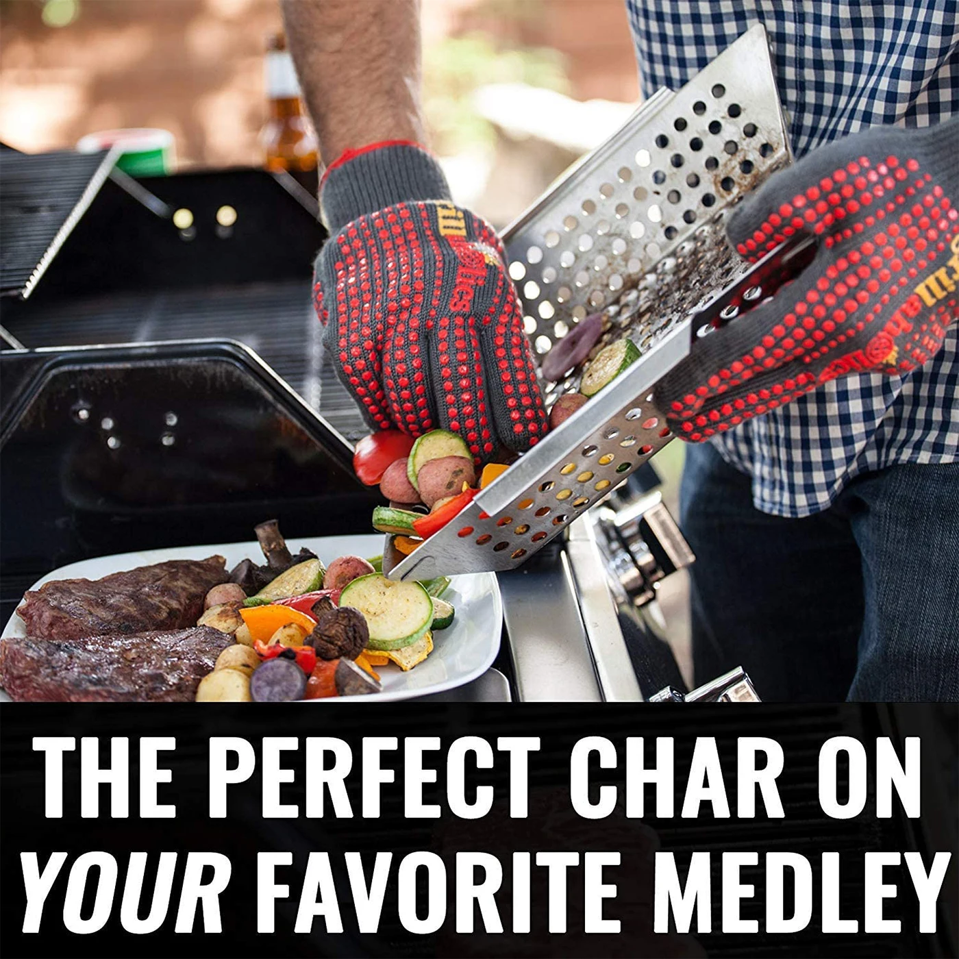 BBQ Grilling Basket Vegetables Meat Baking Dish Pan Stainless