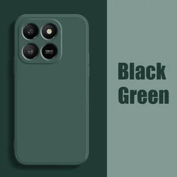 Liquid Silicone Soft TPU Cover for Honor Smartphones - For Honor X7d and 400 Smart Series (Black Green)