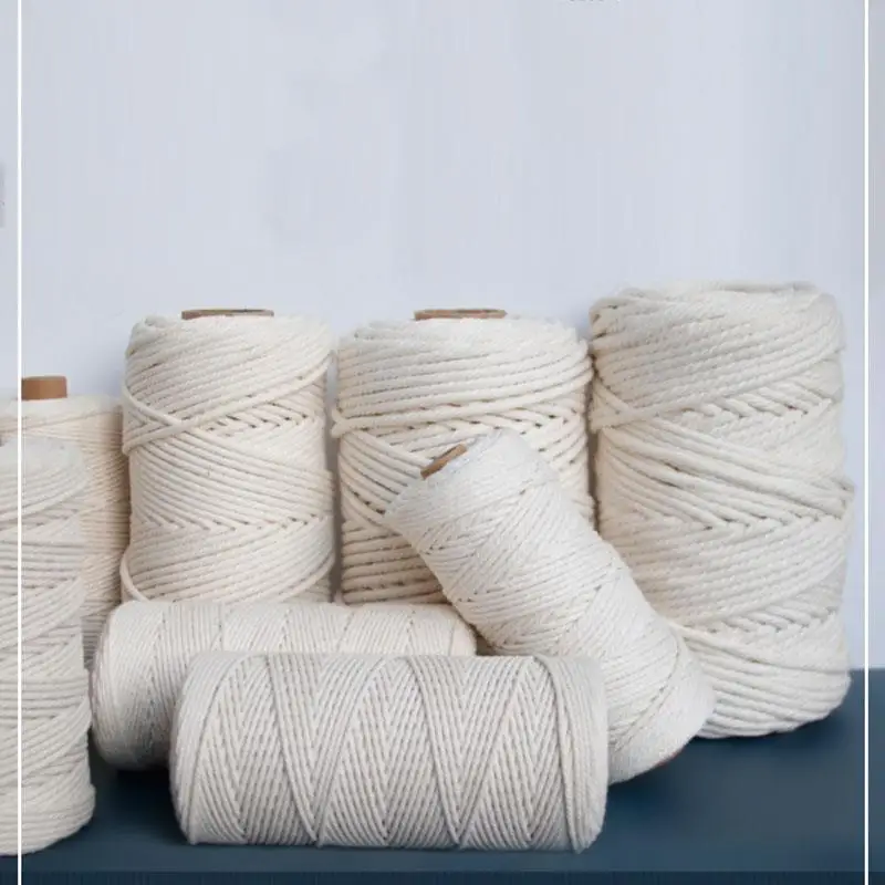 1mm-10mm 100% Cotton Macrame Cord Rope String DIY Handmade Wall Hangings Natural Rope Sewing Bohemia Wedding Home Decoration