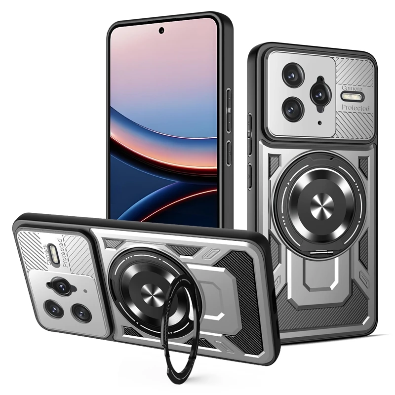 Armor Shockproof MagSafe Wireless Charging Case with Magnetic Ring Stand Holder