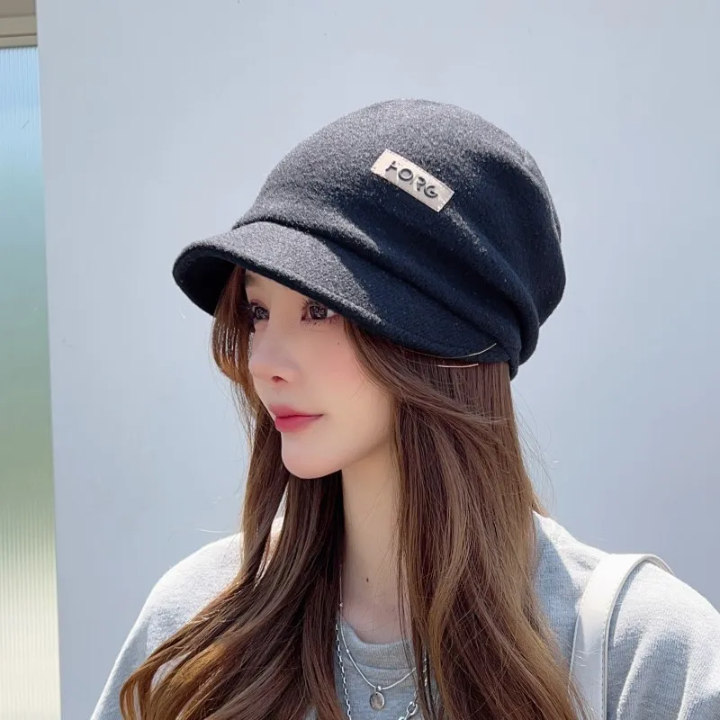 Korean Women Slouchy Hat Winter Autumn Warm Thicken Beanie Cap Solid Color Female Baggy Hats Soft Cotton Lady Loose Caps 4