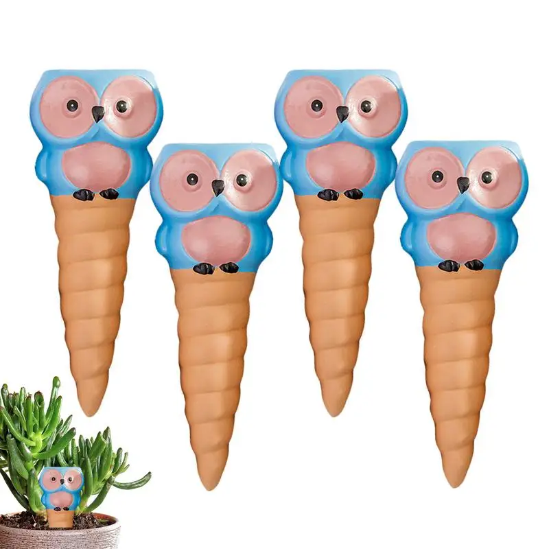 

Automatic Self Watering Spikes Set Of 4 Owl Shaped Clay Watering Stakes Cone Tipped Waterers For Vegetables Flowers Potted Plant