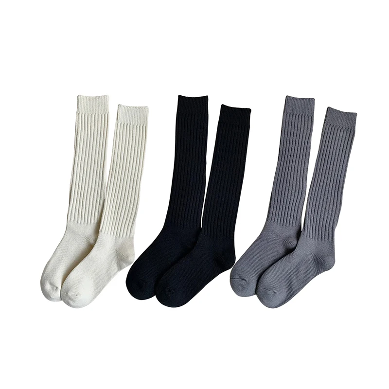 Cozy Wool Knee-Length Stacked Socks - Thick Coffee Colored Winter Warmth