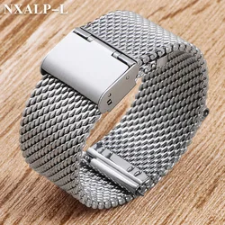 Luxurious Milanese Mesh Stainless Steel Watch Band Bracelet with 3mm Thickness Strap - 22mm (Silver)