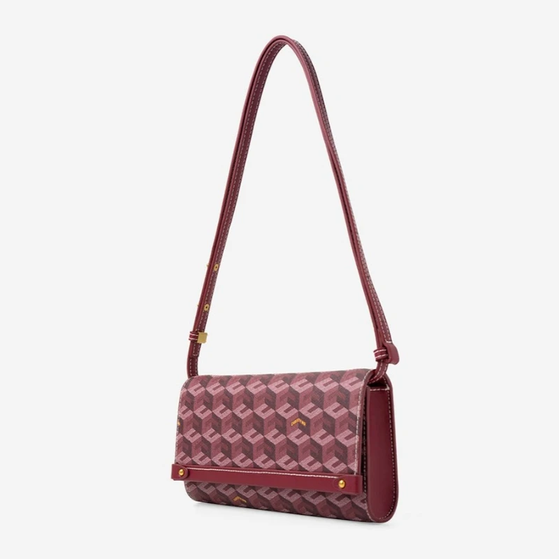 Borsa a Tracolla Diego da Donna, Stampa Monogramma Cubic Garden, Borsa di Lusso Firmata, Pochette a Busta con Scomparti per Carte - immagine 3