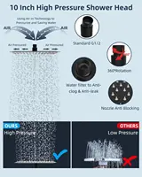 All Metal Shower Head, 10'' High Pressure Rainfall Shower Head, Showerhead Combo/Handheld Shower Wand,71'' Hose, 2
