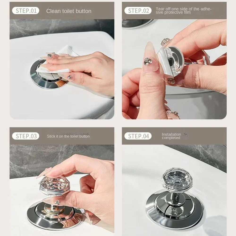 Plastic Heart Shaped Toilet Tank Button Universal Labor-saving Furniture Handle Transparent Toilet Tank Button Aid toilet flush button