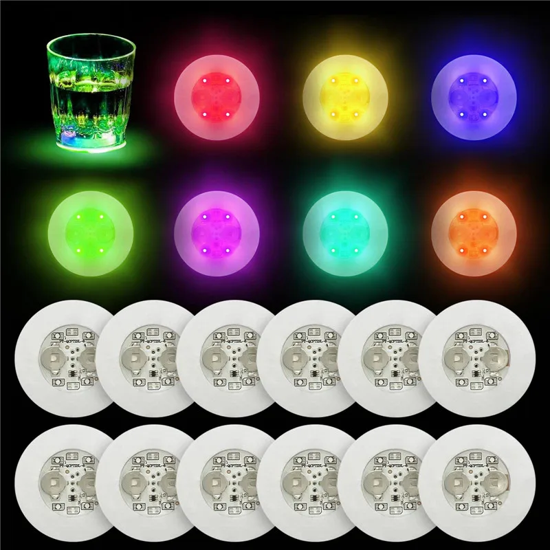 Description Picture 3 of item1/10/50pcs Luminous Coaster LED Bar Drinks Cup Pad Wine Liquor Bottles Coaster Atmosphere Light Cup Sticker Light-emitting Prop