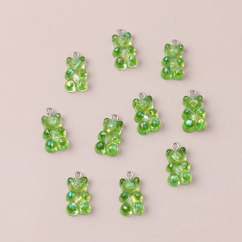 Jewelry Charms Resin Charms Fashion Jewelry Accessories 10pcs 22X11mm Resin Sequins Gummy Bear Charms For Jewelry Making Cartoon Earrings Pendants Necklaces Bracelets DIY Accessories