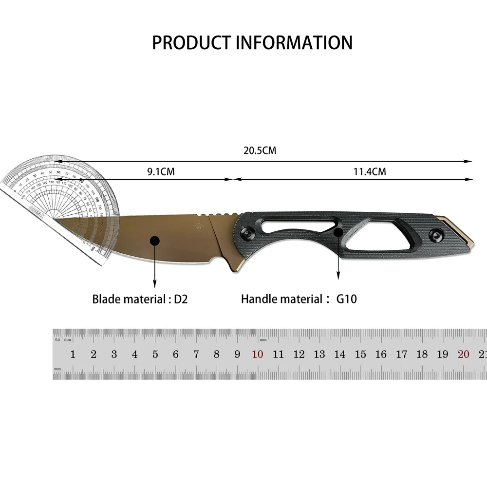NEW TOOR Fixed Blade Knife High Quality Pocket Knife D2 Blade G10 Handle Outdoor EDC Camping Hiking Hunting Survival Tool 6