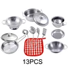 Kids Play Kitchen Toys Pots and Pans 13/15/20pcs Stainless Steel Mini Cookware Playset Pretend Cooking Utensils for Kids 1