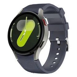 Premium Hybrid Silicone Leather Watch Strap - No - Gap Design Bracelet Band - Watch 4 Classic 46MM (Midnight Blue)