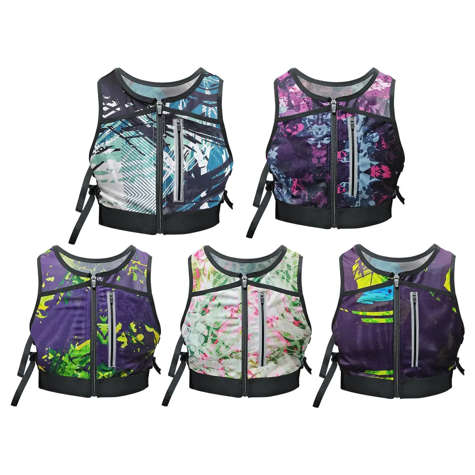 Running Vest Reflective Front Zipper Trendy Lightweight Phone Holder Chest Bag for Cycling Workout Jogging Camping Motorcycling