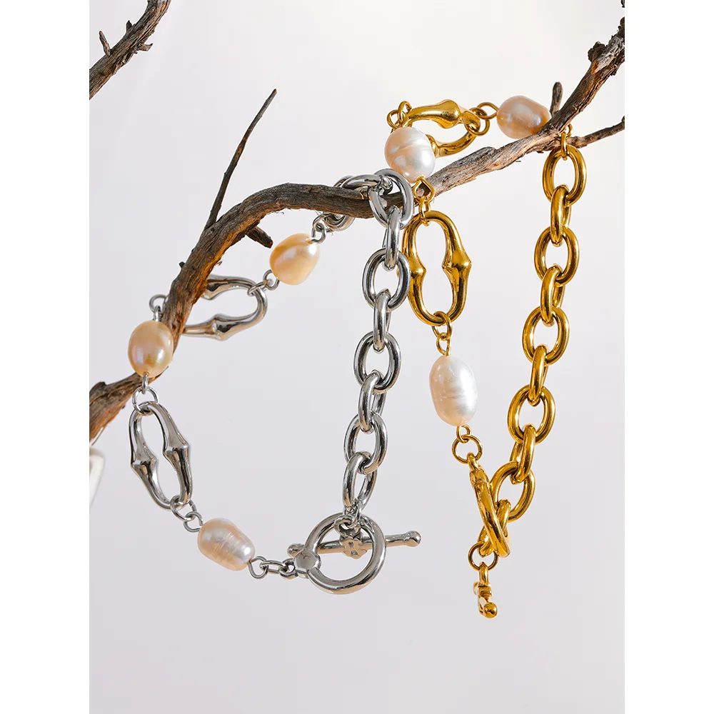 Yhpup Stainless Steel Pearl Bracelet for Women