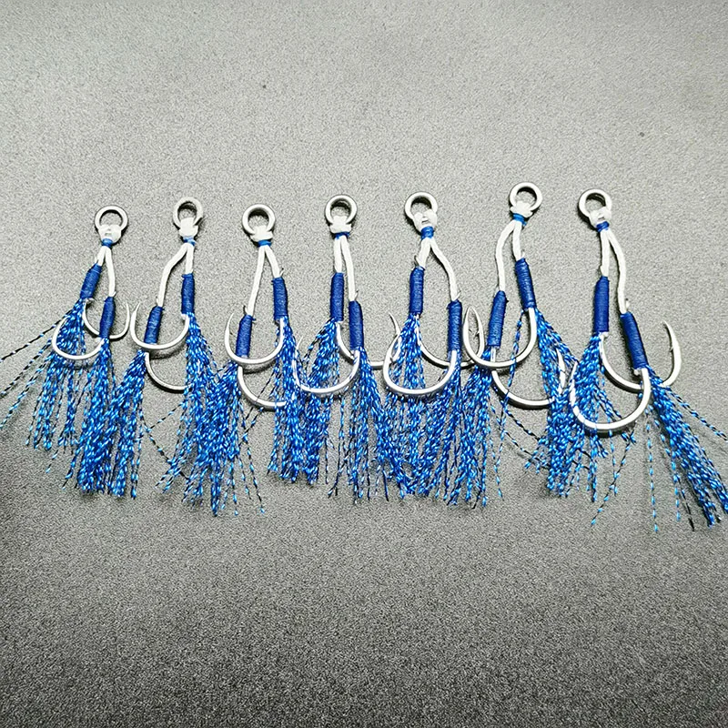 160gr Blue Sardine with 5/0 Double Assist Hooks 20 pcs Fall Flat OEM Keel Jig