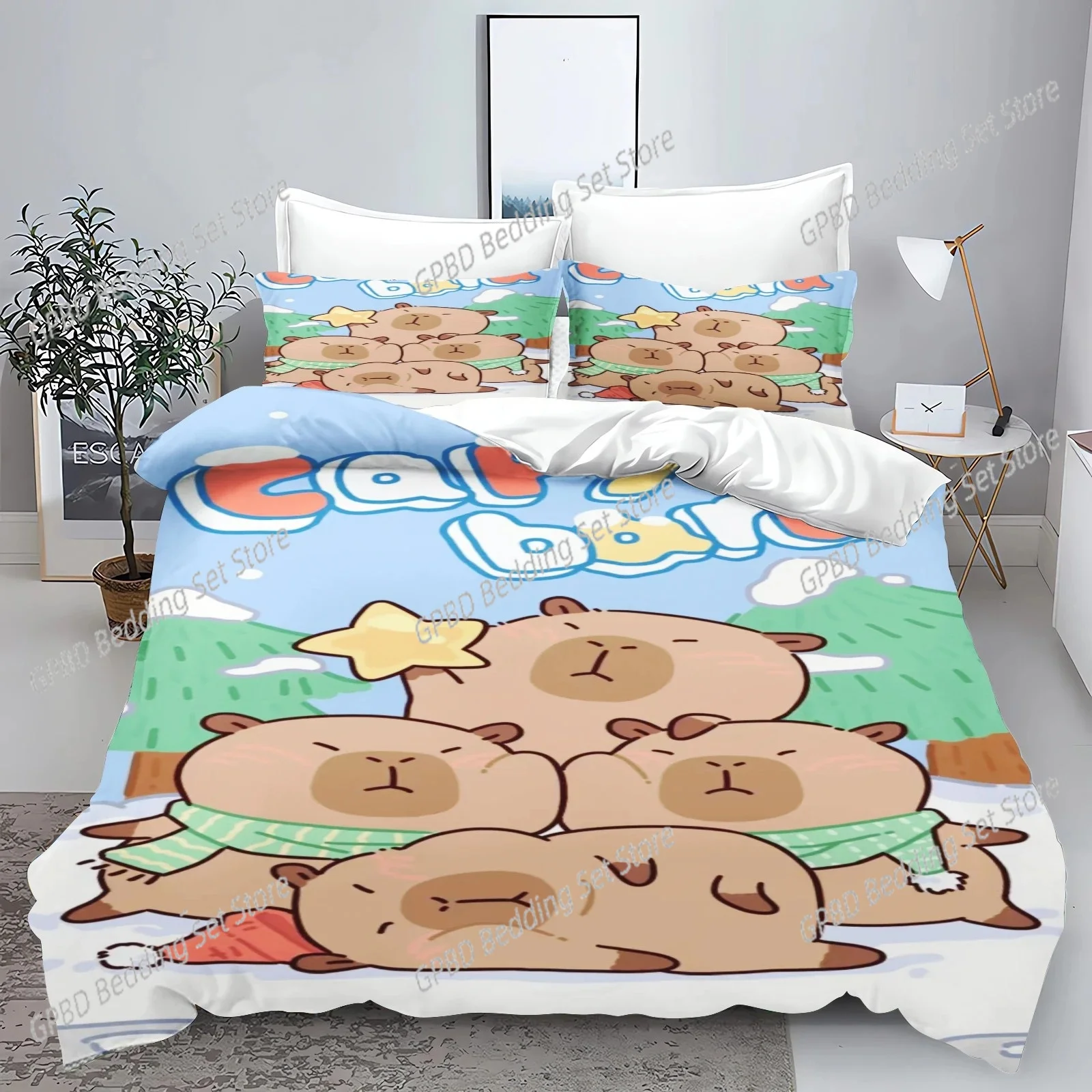 New 3d Print Kawaii Animal Capybara Bedding Set Boys Girls Twin Queen Size Duvet Cover Pillowcase Bed Kids Adult Home Textiles 4