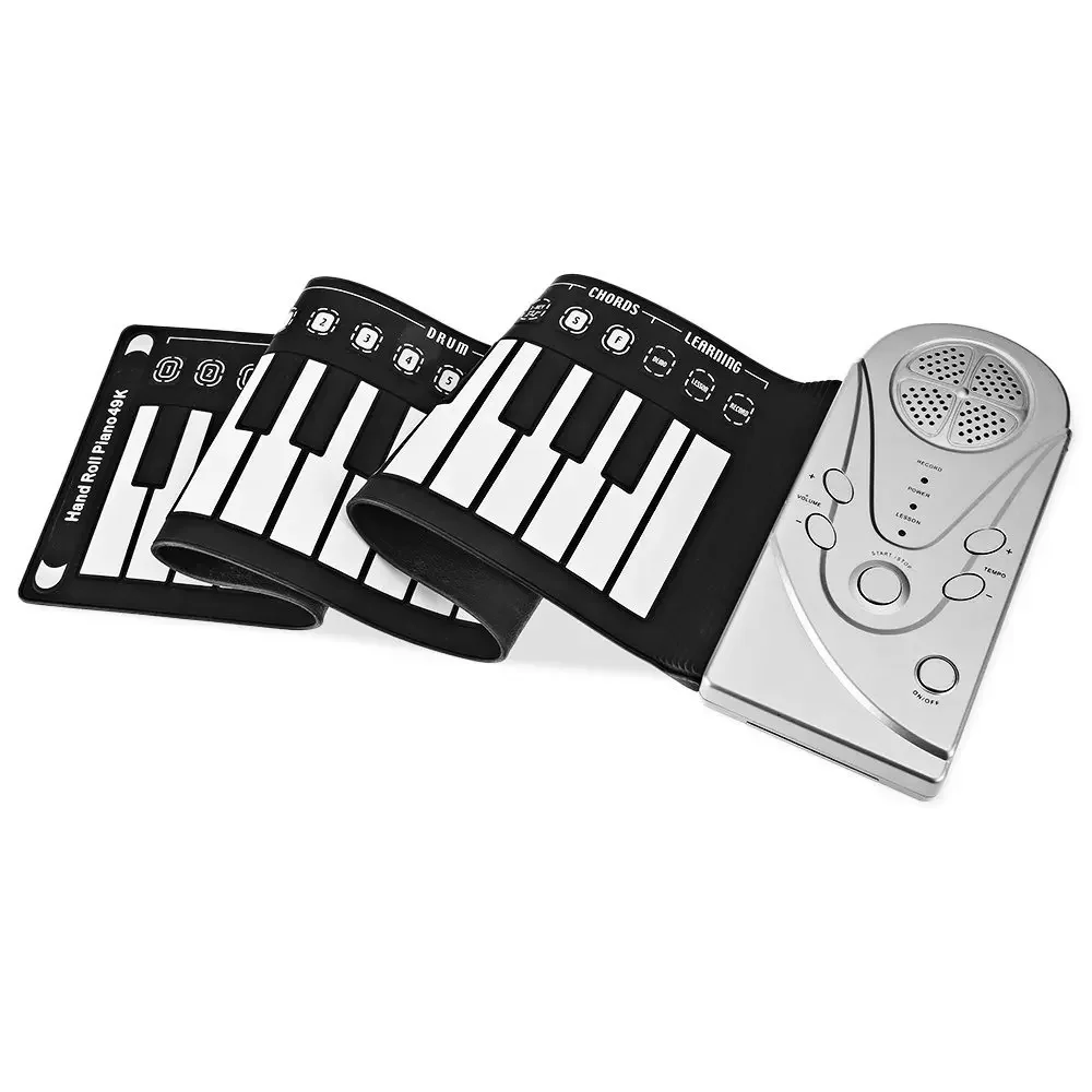 USB Hand Roll Up Piano Portable Folding Electronic Organ Keyboard Instruments 49 Key for Music Lovers Playing Accessories new