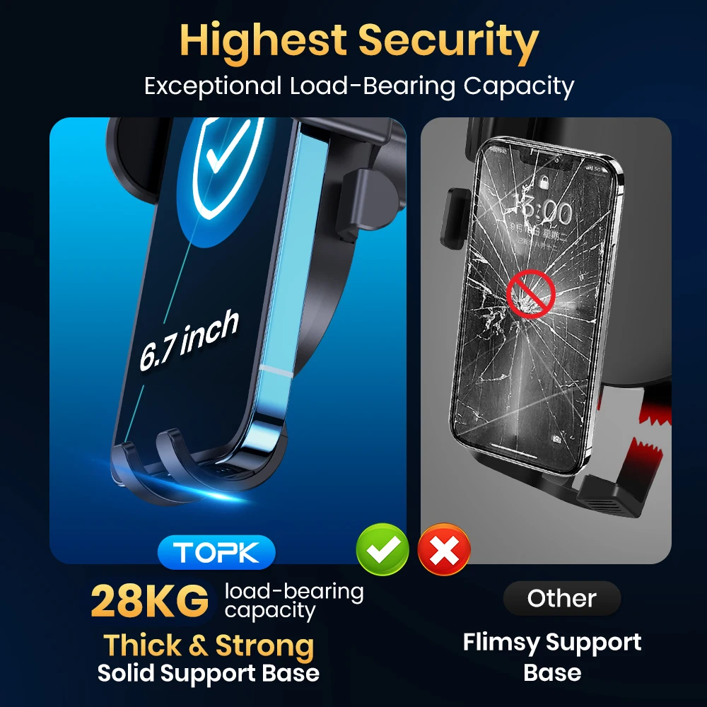 Car Phone Holder [Upgraded Suction & Clip] Rotatable Universal Mobile Phone Moun