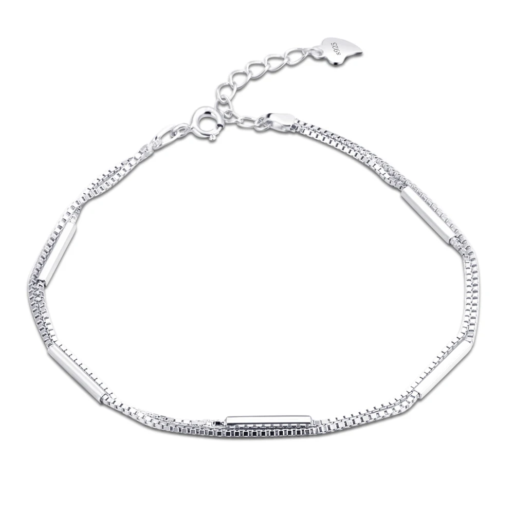 Bracciale Da Donna In Argento Sterling 925 Hip Hop Trendy Silver Color Teen Girl Box Handchain On The Hand 19Cm Gioielli Da Sposa Adorabili