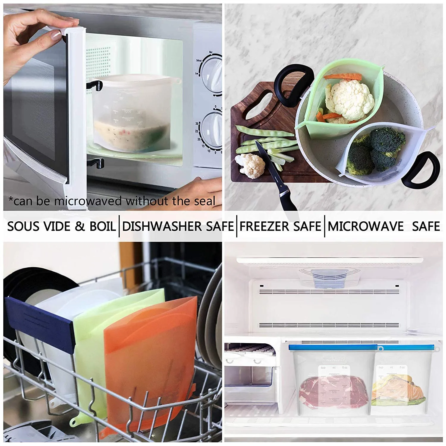 Reusable Silicone Food Preservation Bag - BPA Free, Sealable & Freezer Safe