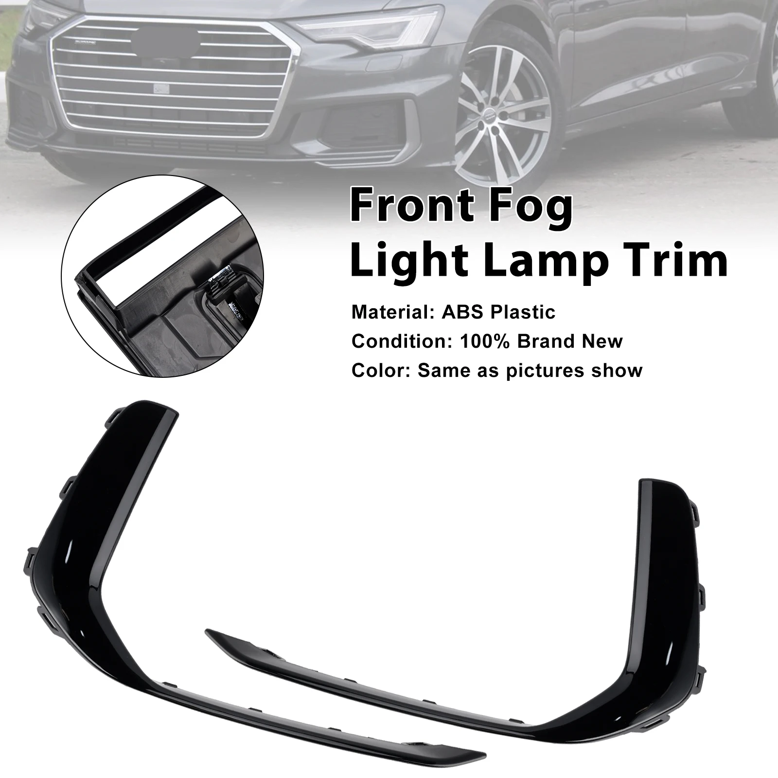 Artudatech 2PCS Front Fog Light Lamp Trim Fit for Audi A6 C8 S-Line S6 Black