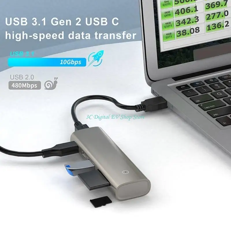 E74D USB 허브 어댑터 TF 카드용 10GbpsUSB3.1 Gen2 멀티 분배기 USB 도킹 스테이션
