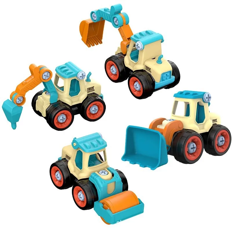 Construction Vehicle Toy Set DIY Engineering Truck Kit Battery-Free Mini Excavator Model Birthday Baby Shower Gift for Boys Kid