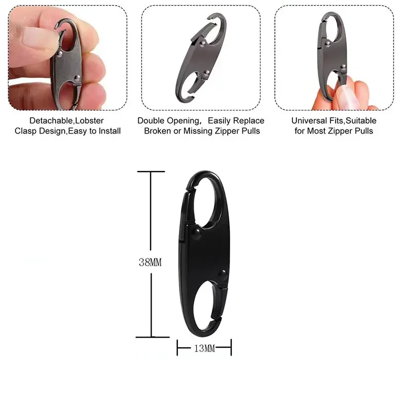 5/10PCS 지퍼 클립 도난 지퍼 잠금 클립 지퍼 슬라이더 Carabiner 클립 지퍼 배낭 야외 교체 당겨
