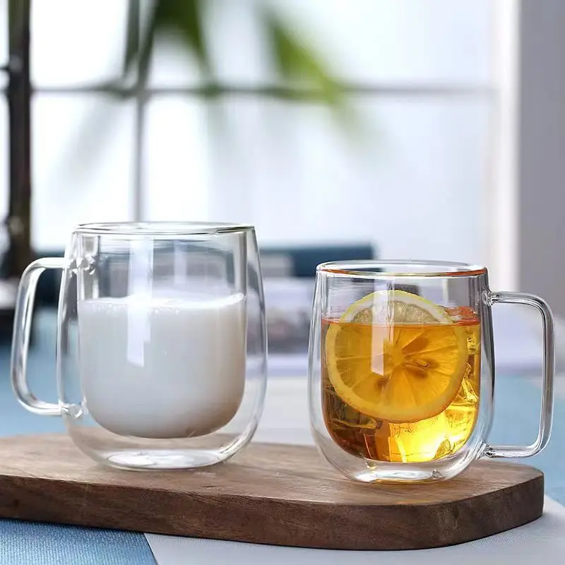 Double Wall Glass Cup With Handle Heat-resistant High Borosilicate Glass Mug  Tea Milk Coffee Cups Creativity Gift Water Mug - AliExpress