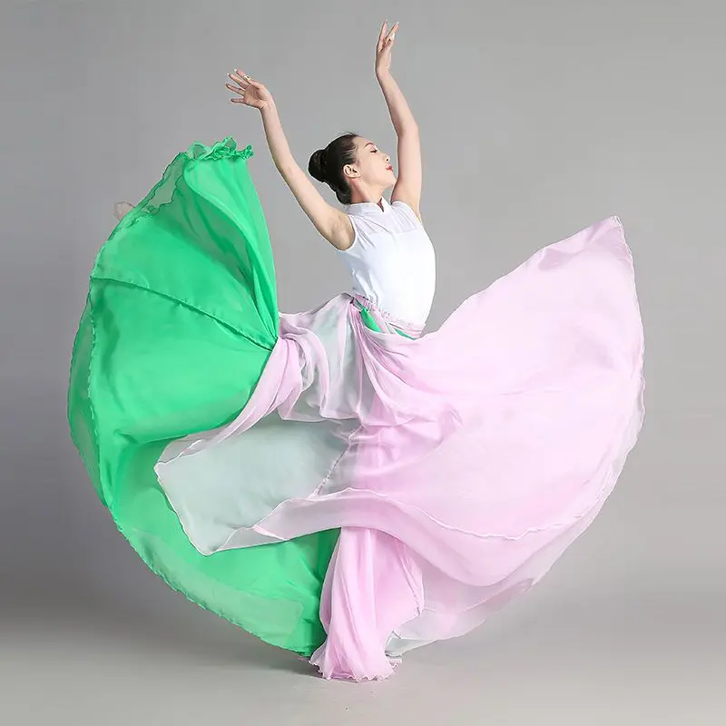 Gonna da danza lirica da donna, in chiffon sfumato, lunga e