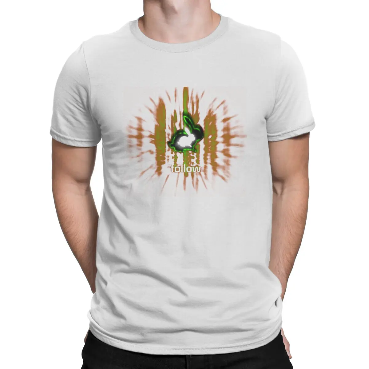 thumbnail image 1 of Camiseta de conejo blanco para hombre, The Matrix, de algodón puro, divertida, de manga corta y cuello redondo, para verano., 1 of 7