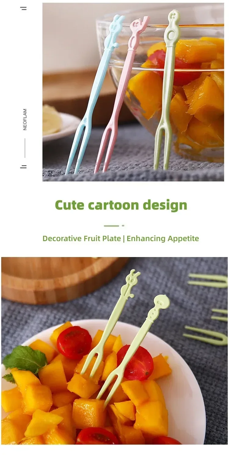 Description Picture 4 of itemMini Fruit Toothpicks Instant Noodles Kitchen Homes Accessories Flatware Fork Kids Lunch Animal Farm Decorations Food Cartoon
