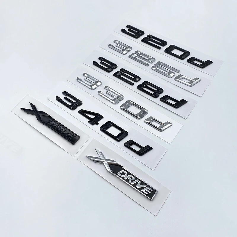 BMW 3 시리즈 F31, F34, E90, E46, 실버 글로시 블랙, 316d, 318d, 320d, 323d, 325d, 330d, 335d, 트렁크 부트 엠블럼, 레터 배지, 자동차 로고