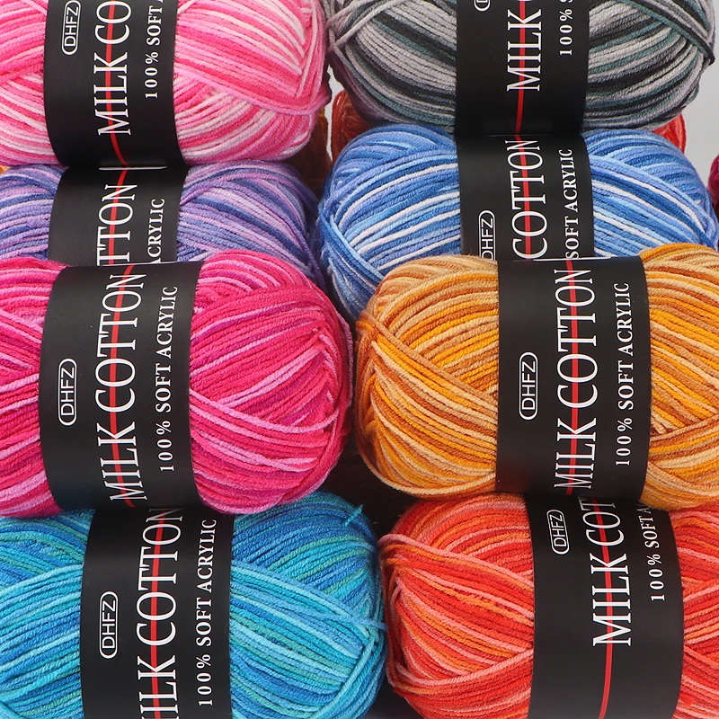 50g Milk Cotton Yarn Soft Warm Multi Color High Quality Baby Cotton Wool for Hand Knitted Sweater Hat Scarf Coat DIY Crafts 2