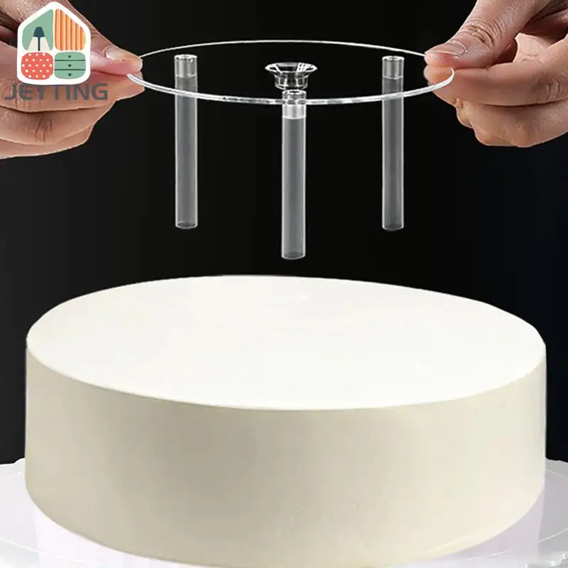 Cake Tier Stacking Kit Cake Stand Base 1Pc Separator Plate With 3Pc Stick Clear Dowel Rods Set For Tiered Construction