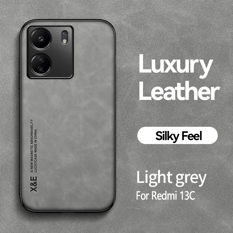 Luxury Magnetic Car Holder Leather Phone Case with Silicone Back Cover