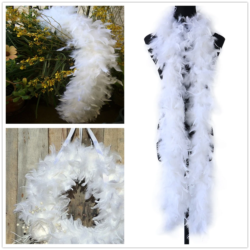 2M Soft Fluffy Turkey Marabou Feathers Boa 20Gram Colorful Feather Scarf  for Party Clothing Dress Decoration Accessory Wholesal