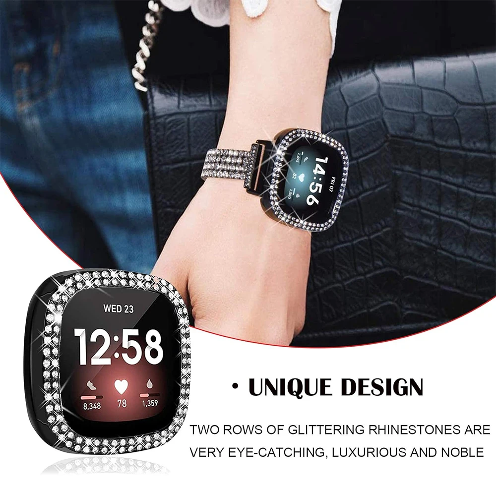 Sparkling Bling PC Bumper for Smartwatch - Premium Diamond Frame Cover & Lightweight Glitter Shell Accessory
