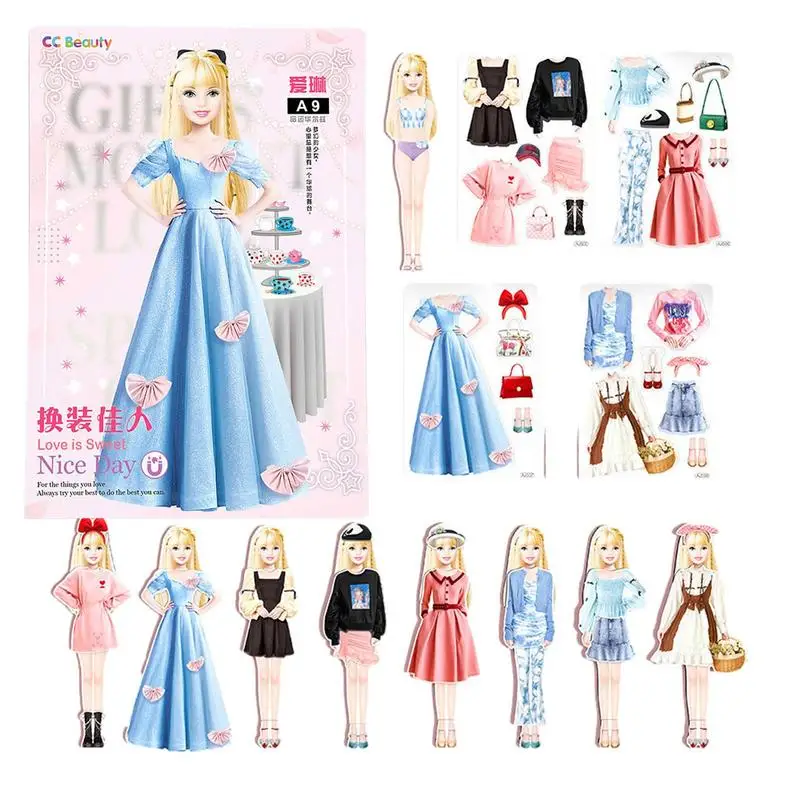 Creative Fashion Magnetic Dress Up Dolls Safe And Harmless Princess Dress Up Doll Set Portable Princess Paper Doll Gift