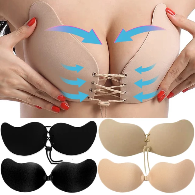 Mascarry Strapless Sticky Bra Backless Bra Invisible Silicone Bras Push up  Bra for Women, Beige