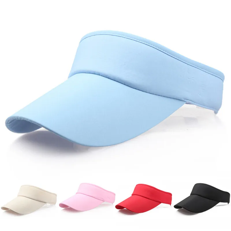 Unisex Women Men Cotton Blend Tennis Hat Sports Wide Solid Sun Visor Cap Summer Golf Cap