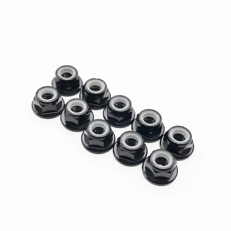 10 stücke M3/M4 Aluminium Legierung Flansch Nylon Einsatz Kontermutter Selbst-locking Mit Anti-skid Gummi ring Für RC Auto Scx10 Traxxas Rad – Detail 16